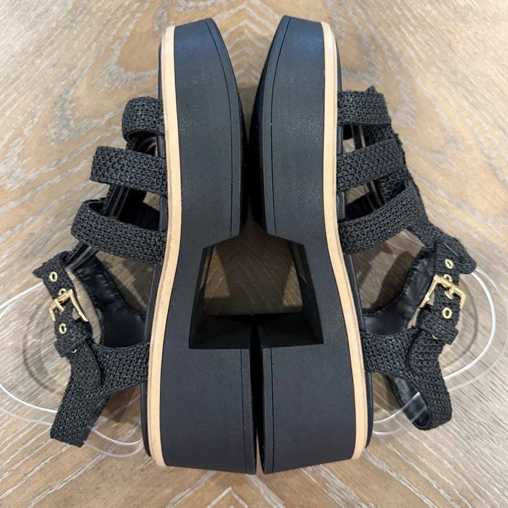 Dolce Vita Liani Black Fisherman Platform Sandals NWOB Size 10M